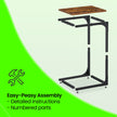 C-Shaped Sofa Table – Metal Frame – Rustic Brown and Black – Versatile End Table for Living Room and Bedroom