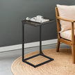 C-Shaped End Tables – Metal Frame – Rustic Brown and Black – Set of 2