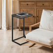 C-Shaped End Tables – Metal Frame – Rustic Brown and Black – Set of 2