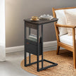 C-Shaped Side Table – Wood – Ebony Black – Features Fabric Storage Bag and Swivel Castors