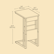 C-Shaped Side Table – Wood – Ebony Black – Features Fabric Storage Bag and Swivel Castors