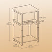 Slim Side Table – Wood – Rustic Brown and Black – Features Charging Station with 2 AC Outlets and 2 USB Outlets