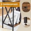 Bedside Table – Wood and Metal – Rustic Brown and Black – Tall Design with Drawer and Storage Shelf