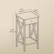 Bedside Table – Wood and Metal – Rustic Brown and Black – Tall Design with Drawer and Storage Shelf