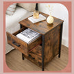 Nightstand – Wood – Rustic Brown and Black – Industrial Style with 3 Drawers