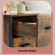 Nightstand – Wood – Rustic Brown and Black – Industrial Style with 3 Drawers