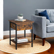 Nightstand – Metal – Rustic Brown – Industrial Design with Drawer and Shelf