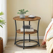 End Table – Wood and Metal – Rustic Brown and Black – 2-Tier Design for Small Spaces