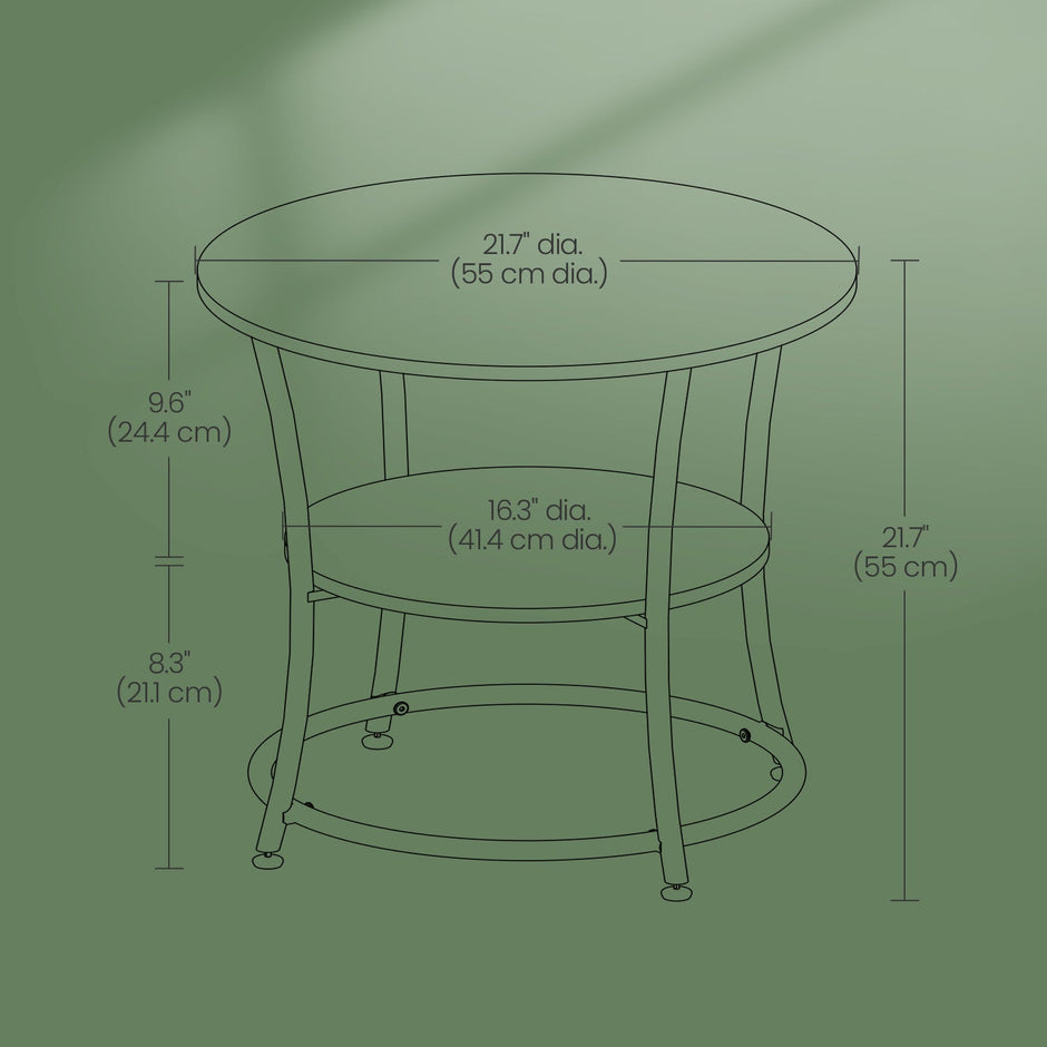 End Table – Wood and Metal – Rustic Brown and Black – 2-Tier Design for Small Spaces
