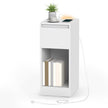 Nightstand – Wood – Cloud White – Slim Design with Charging Station and LED Light