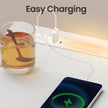 Nightstand – Wood – Cloud White – Slim Design with Charging Station and LED Light