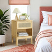 Rattan Side Table – Natural – Modern Design with Drawer