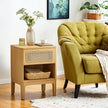 Rattan Side Table – Natural – Modern Design with Drawer