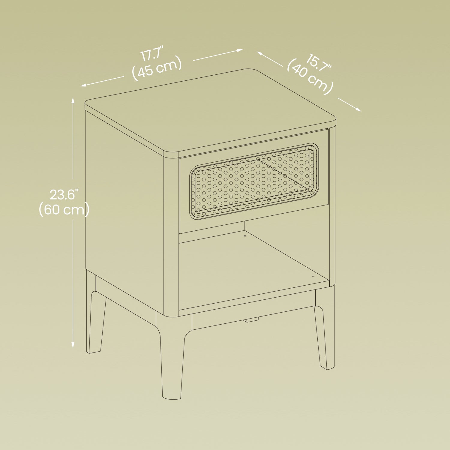 Rattan Side Table – Natural – Modern Design with Drawer