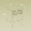 Rattan Side Table – Natural – Modern Design with Drawer