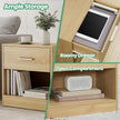 Bedside Table – Wood – Classic White/Cblack/Chestnut Brown/Ink Black/Natural Beige/Cloud White – Features Drawer and Open Compartment