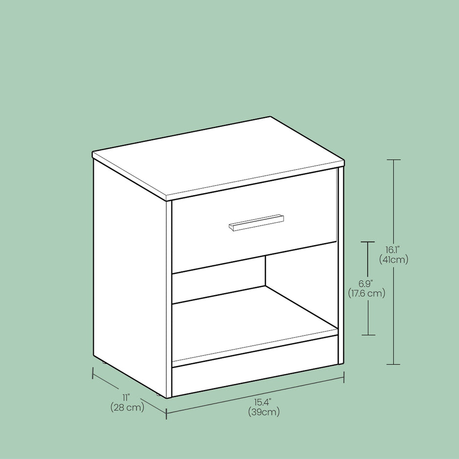 Bedside Table – Wood – Classic White/Cblack/Chestnut Brown/Ink Black/Natural Beige/Cloud White – Features Drawer and Open Compartment