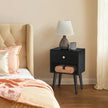 Bedside Table – Solid Wood – Ebony Black – Storage Drawer and Open Shelf