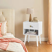 Bedside Table – Solid Wood – Ebony Black – Storage Drawer and Open Shelf