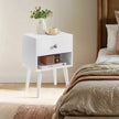 Bedside Table – Solid Wood – Ebony Black – Storage Drawer and Open Shelf