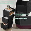 Narrow Side Table – Wood – Black – 2 Drawers and Open Compartment for Flexible Storage