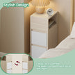 Narrow Side Table – Wood – Beige – 2 Drawers and Open Compartment