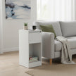 Bedside Tables – Wood – Cloud White – Set of 2 with Charging Station and LED Light