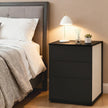 Nightstand – MDF – Matte White and Cappuccino Beige – 3 Storage Drawers, Toolless Assembly