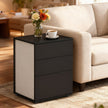 Nightstand – MDF – Matte White and Cappuccino Beige – 3 Storage Drawers, Toolless Assembly
