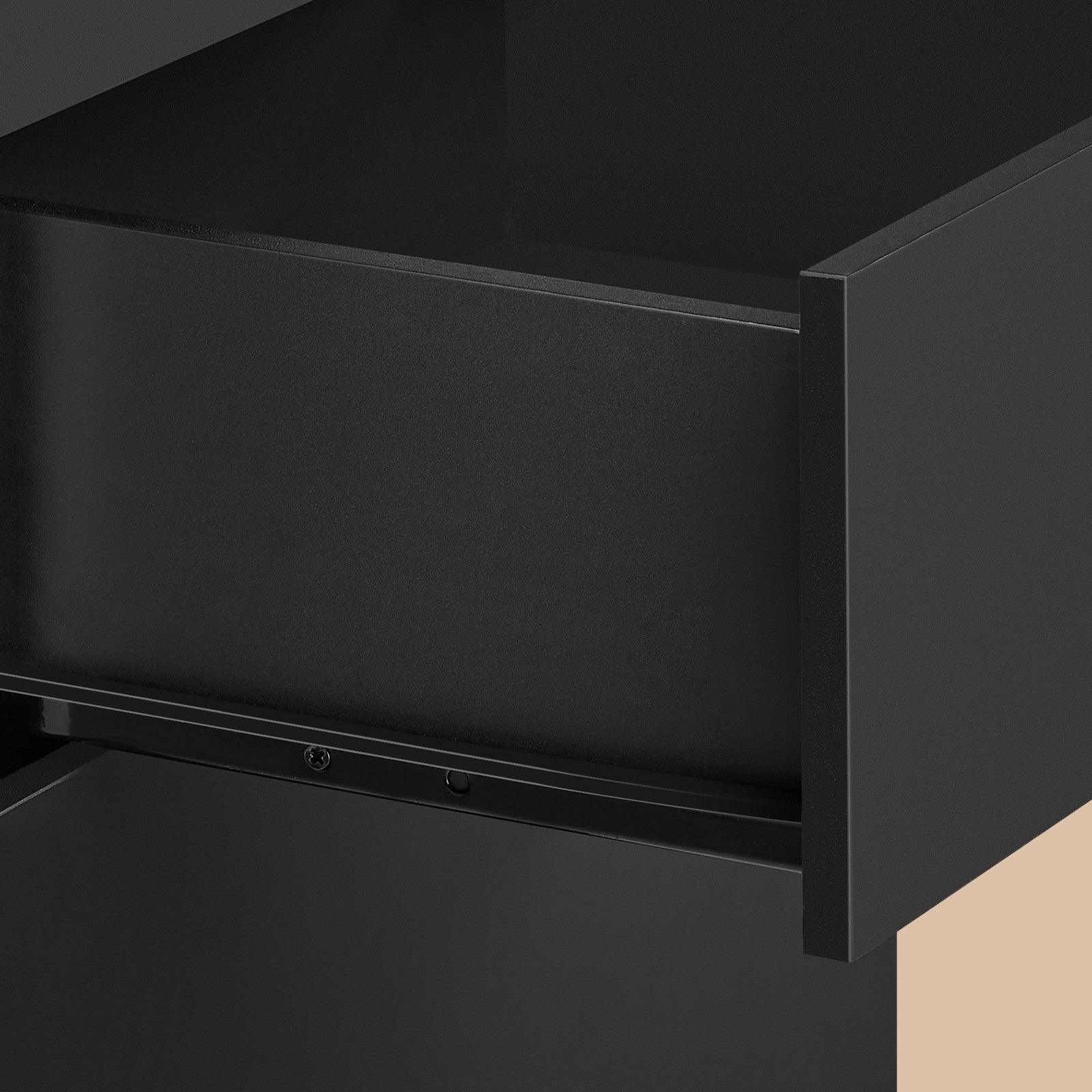 Nightstand – MDF – Matte White and Cappuccino Beige – 3 Storage Drawers, Toolless Assembly