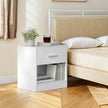 Nightstands – Wood – Brown – Set of 2 with Drawer and Open Compartment
