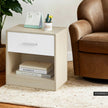 Nightstands – Wood – Black – Set of 2 with Drawer and Shelf