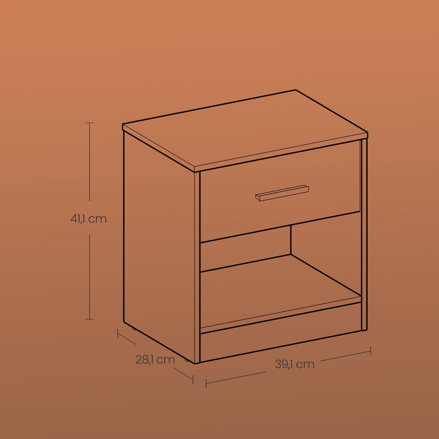 Nightstands – Wood – Black – Set of 2 with Drawer and Shelf