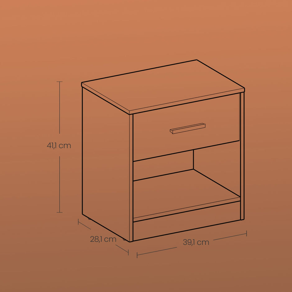 Nightstands – Wood – Black – Set of 2 with Drawer and Shelf