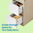 Set of 2 Narrow Side Tables – Wood – Beige – Slim Design with 2 Drawers and 1 Open Compartment