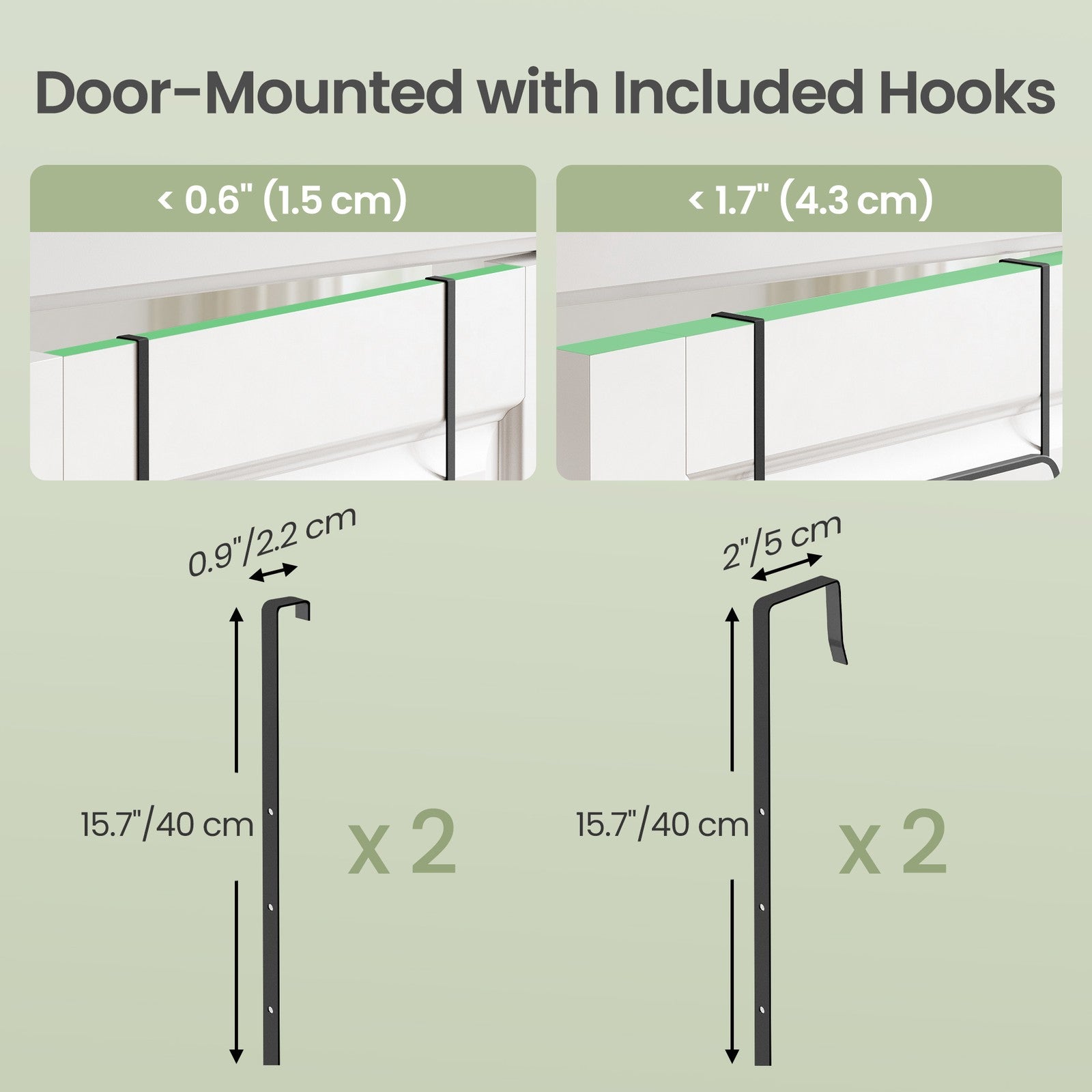 Full-Length Mirror – Tempered Glass – Ink Black – Rectangular Design, Wall or Over-Door Mounting