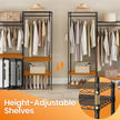 Portable Open Wardrobe – Heavy-Duty Metal – Black – Adjustable Shelves and Hanging Rails