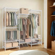 Portable Wardrobe – Heavy-Duty Metal – White – Adjustable Shelves and Hanging Rails