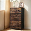 5-Drawer Fabric Dresser – Fabric and Wood – Rustic Brown and Black – Industrial Style Organiser Unit