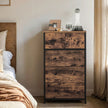 5-Drawer Fabric Dresser – Fabric and Wood – Rustic Brown and Black – Industrial Style Organiser Unit