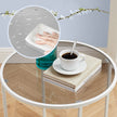 Round Side Table – Tempered Glass – Clear – Modern Design with Metal Frame