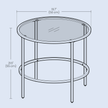 Round Side Table – Tempered Glass – Clear – Modern Design with Metal Frame