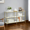 Console Table – Metal and Tempered Glass – Gold – 3-Tier Modern Design