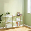 Console Table – Metal and Tempered Glass – Gold – 3-Tier Modern Design