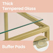 Console Table – Tempered Glass – Gold – Modern Design with 2 Shelves and Adjustable Feet