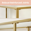 Console Table – Tempered Glass – Gold – Modern Design with 2 Shelves and Adjustable Feet