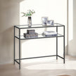 Console Table – Tempered Glass – Gold – Modern Design with Metal Frame and 2 Shelves