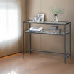 Console Table – Tempered Glass – Gold – Modern Design with Metal Frame and 2 Shelves
