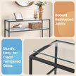 Console Table – Tempered Glass – Gold – Modern Design with Metal Frame and 2 Shelves