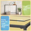 Console Table – Tempered Glass – Gold – Sturdy Metal Frame with Adjustable Feet